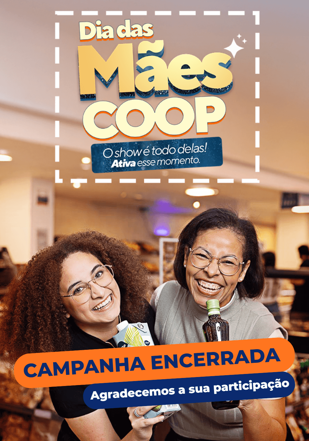 Banner sobre a promoção de Dia das Mães da Coop